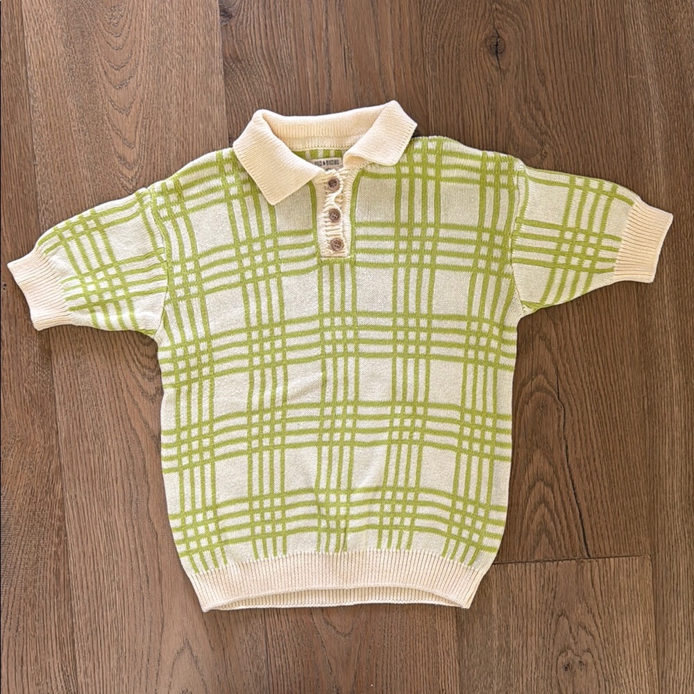 Fin & Vince Chartreuse Plaid Sweater Polo